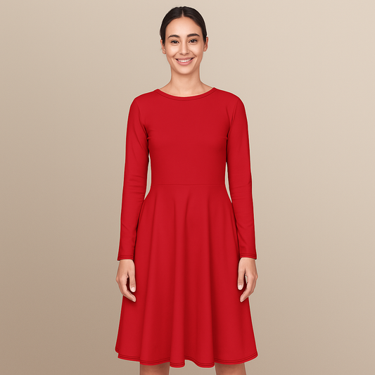 Red long-sleeved dress
